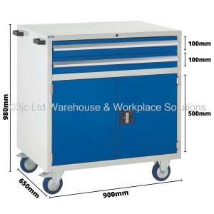 Euroslide Storage Cabinet Mobile 2 Drawers & Cupboard
